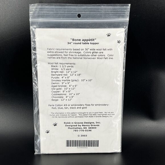 Bone Appetit Whimsical Wool Felt Table Topper Dog Cute Border Pattern 34” Graves - Picture 4 of 7